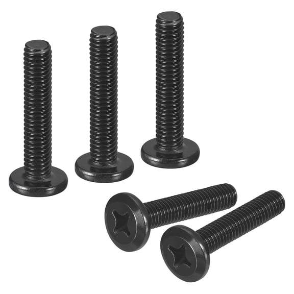 URIJDAS-50Pcs M6-1.0 x 30mm Flat Round Head Machine Screws, 304 Stainless Steel Phillips Drive Machine Screw, Full Thread, Black Oxide, Furniture Screw Connection Bolt Screw