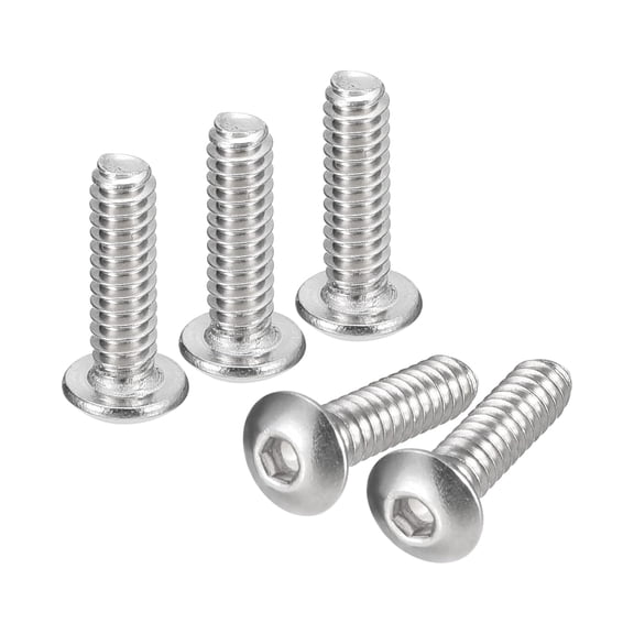 URIJDAS-#6-32x1/2 Button Head Socket Cap Screws, 100pcs 304 Stainless Steel Fasteners Hex Bolts Screws, Full Thread Hex Drive Screws