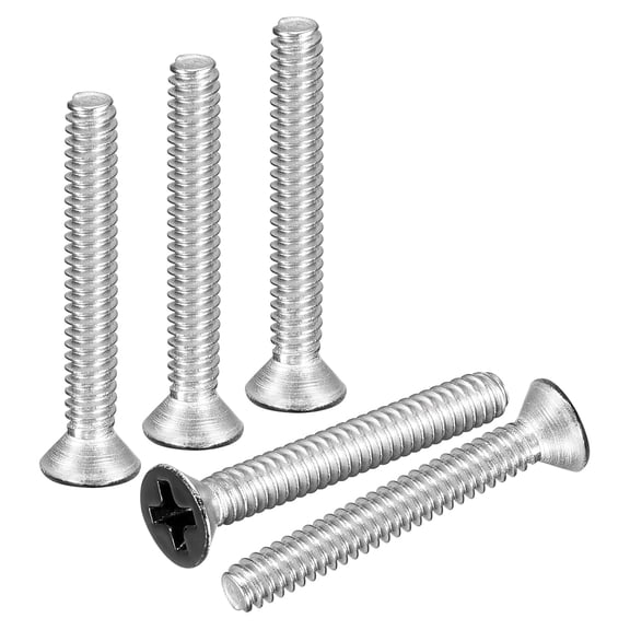 URIJDAS-#8-32x1 Flat Head Machine Screws - 50pcs - Good for Furniture and Machinery - 304 Stainless Steel Phillips Machine Screws Bolts - Black Head