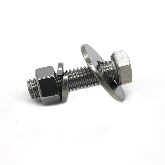 URIJDAS-(8 Sets) 3/8-16x1 Stainless Steel Hex Head Screws Bolts, Nuts, Flat & Lock Washers, 18-8 (304) S/S, Fully Threaded by Bolt