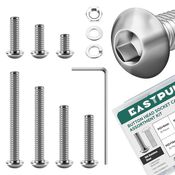 URIJDAS-800Pcs M2 Screw Assortment Bolts and Nuts Kit, M2 Button Head Socket Cap Screws and Nuts with Washers, Metric Machine Screw Assortment Kit, Small Assorted Bolts Nuts and Washers Kit