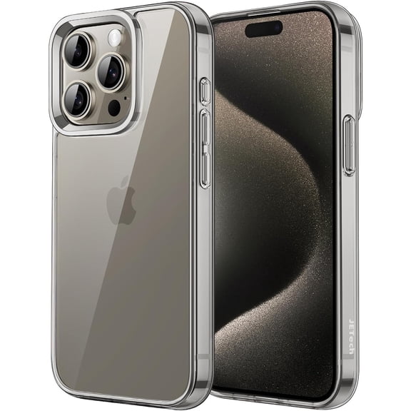 URIJDAS-Case for iPhone 15 Pro Max 6.7-Inch, Non-Yellowing Shockproof Phone Bumper Cover, Anti-Scratch Clear Back (Natural Titanium)