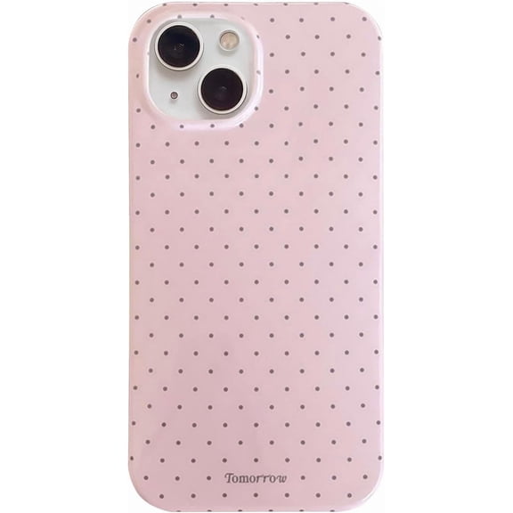 URIJDAS-Compatible with iPhone 14 Plus/iPhone 15 Plus Case with Cute Fashion Polka Dot Aesthetics Design Simple Cases for Soft TPU Slim Protection Cover-Pink