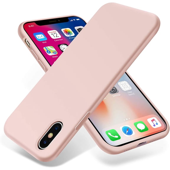 URIJDAS-Compatible with iPhone Xs Max Case,Ultra Slim Fit iPhone Case Liquid Silicone Gel Cover with Full Body Protection Anti-Scratch Shockproof Case, [Upgraded Version] (Pink Sand)