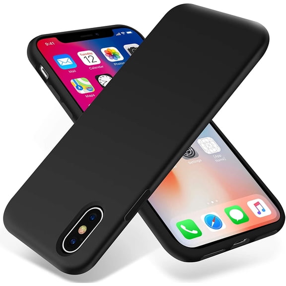 URIJDAS-Compatible with iPhone Xs Max Case,Ultra Slim Fit iPhone Case Liquid Silicone Gel Cover with Full Body Protection Anti-Scratch Shockproof Case, [Upgraded Version] (Black)