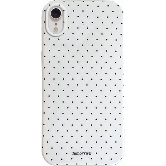 URIJDAS-Compatible with iPhone XR Case with Cute Fashion Polka Dot Aesthetics Design Simple Cases for Soft TPU Slim Protection Cover-White