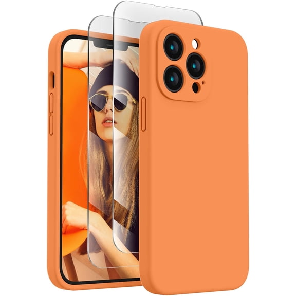 URIJDAS-Designed for iPhone 13 Pro Max Case, Silicone [Camera Protection] Phone Case, Soft Anti-Scratch Microfiber Lining Inside, 6.7 inch, Kumquat