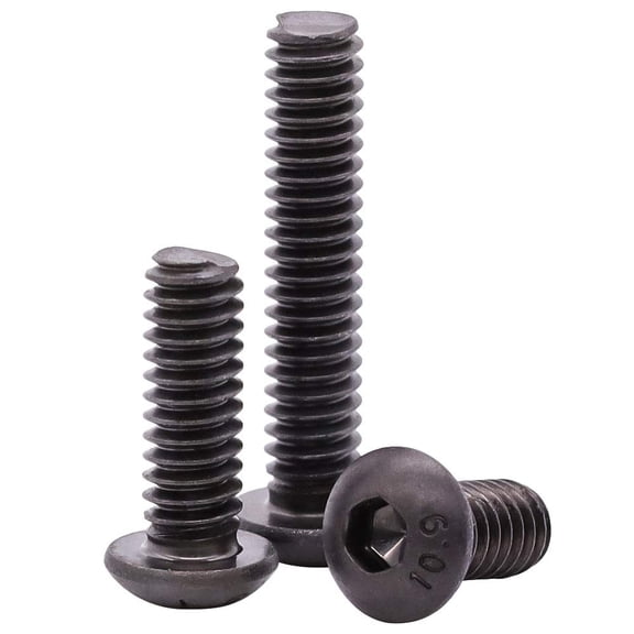 URIJDAS-M10 x 35mm (10 pcs) Button Head Socket Cap Screws Bolts, Grade 10.9 Alloy Steel, Black Oxide Finish, Full Machine Thread