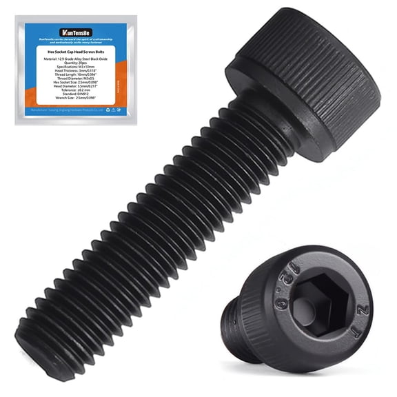 URIJDAS-M12 x 45mm Hex Socket Cap Head Screws Bolts, 8pcs 12.9 Grade Alloy Steel Machine Screws Black Oxide Finish Full Thread Metric SHCS -DIN912