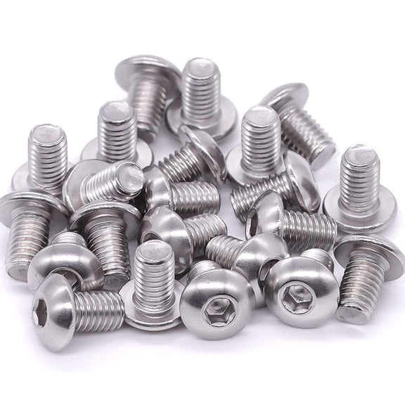 URIJDAS-M5-0.8 x 10mm Button Head Socket Cap Screws 304 Stainless Steel 18-8 Hex Socket Cap Screws, Allen Hex Drive, Full Thread, Coarse Thread UNC, 100 PCS