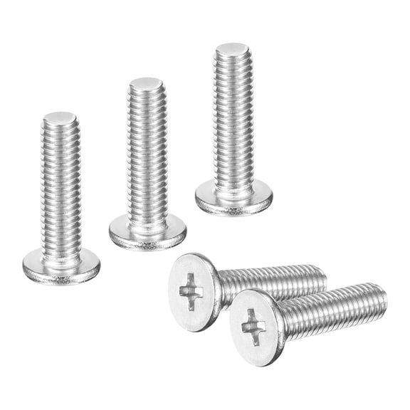 URIJDAS-M5-0.8 x 18mm 100Pcs Flat Round Head Screws 304 Stainless Steel Phillips Drive Machine Screws Hardware Fastener for Furniture Connection