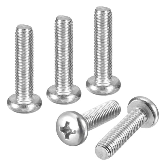 URIJDAS-M5-0.8x20 Pan Head Machine Screws - 50pcs - Good for Machinery - 304 Stainless Steel Phillips Machine Screws Bolts - Silver