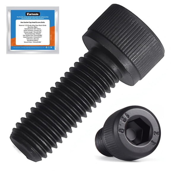 URIJDAS-M5 x 16mm Hex Socket Cap Head Screws Bolts, 105pcs 12.9 Grade Alloy Steel Machine Screws Black Oxide Finish Full Thread Metric SHCS -DIN912