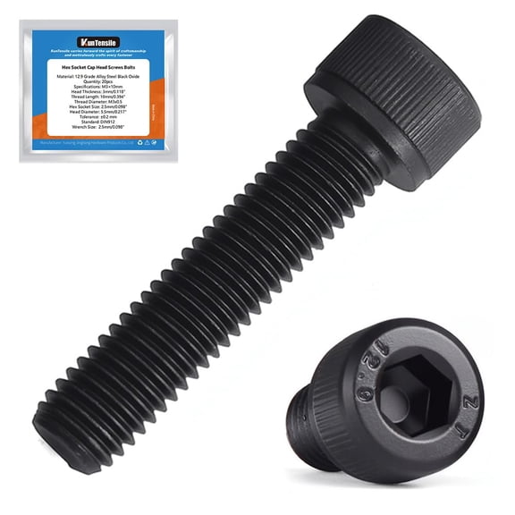 URIJDAS-M6 x 30mm Hex Socket Cap Head Screws Bolts, 50pcs 12.9 Grade Alloy Steel Machine Screws Black Oxide Finish Full Thread Metric SHCS -DIN912