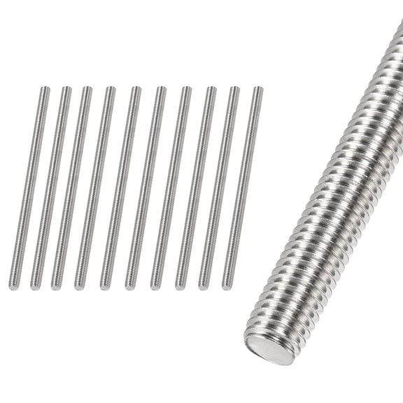 URIJDAS-M6 x 60mm Fully Threaded Rod & Studs, 304 Stainless Steel Right Hand Threads Rods, M6-1 Thread Pitch for Anchor Bolts, Clamps, Hangers and U-Bolts 10pcs