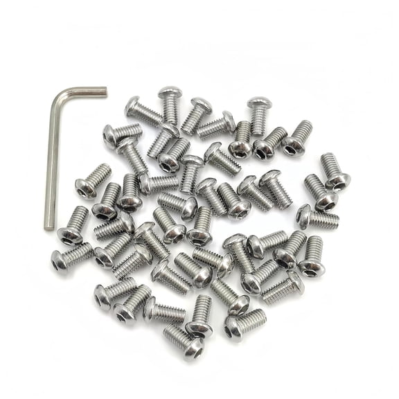 URIJDAS-M6x10 Button Head Socket Cap Bolts Screws, 304 Stainless Steel 18-8, Allen Hex Drive, Bright Finish, Fully Machine Thread,50pcs