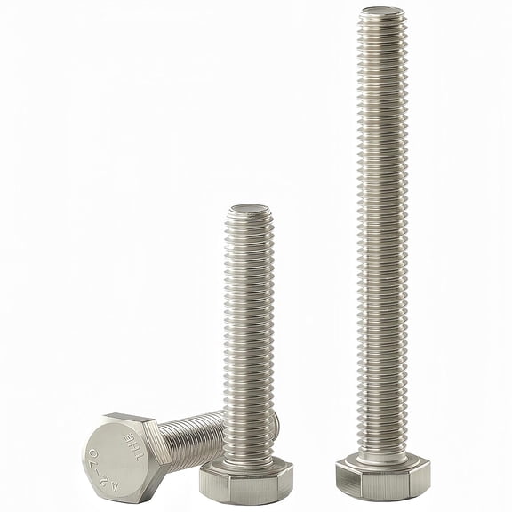 URIJDAS-M8x1.25 x 55mm Hex Head Screws Bolts, 304 Stainless Steel (A2-70), Bright Finish, Fully Threaded, Hexagon Head Bolts, Quantity 10