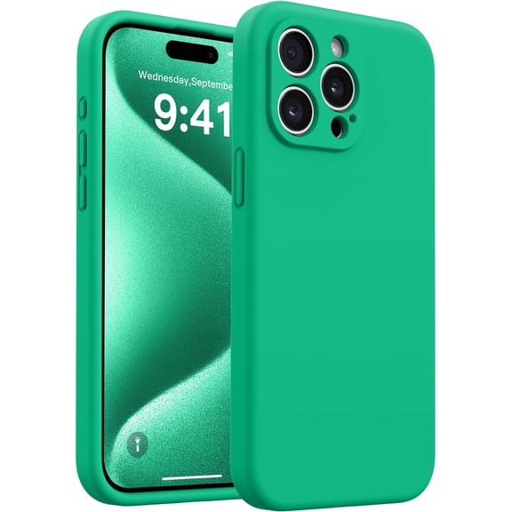 URIJDAS-Magnetic for iPhone 15 Pro Max Case, Silicone | Full Camera Protection | MagSafe Compatible | Anti-Scratch Microfiber Lining Phone Case for iPhone 15 Pro Max, Emerald Green