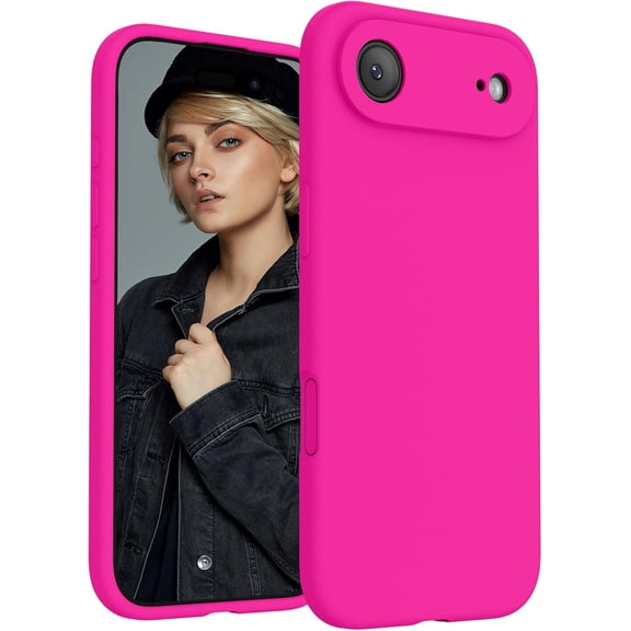 URIJDAS-Magnetic for iPhone Air Case, Compatible with MagSafe, [Integrated Silicone Camera Control Button] [Camera Protection] Microfiber Lining Phone Case for iPhone 17 Air, 6.5", Hot Pink