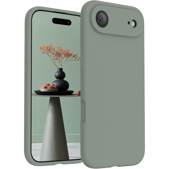 URIJDAS-Magnetic for iPhone Air Case, Compatible with MagSafe, [Integrated Silicone Camera Control Button] [Camera Protection] Microfiber Lining Phone Case for iPhone 17 Air, 6.5", Calke Green
