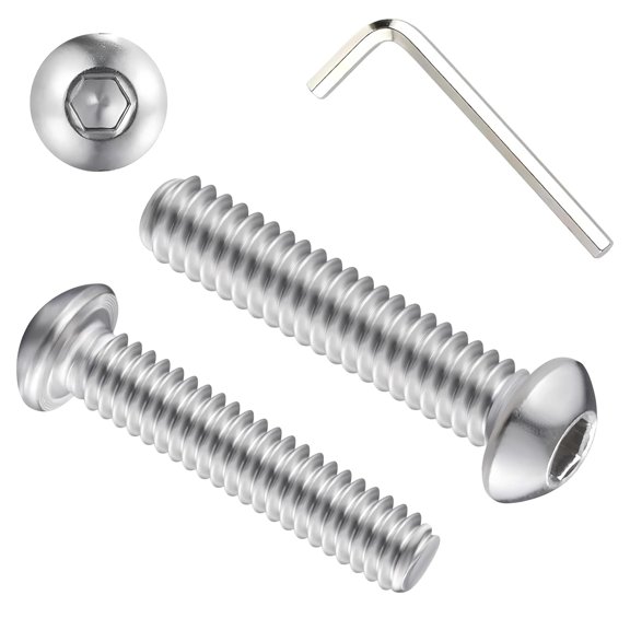 URIJDAS-Metuja 1/4-20x1-1/2 Button Head Hex Socket Bolts,304 Stainless Steel Fully Threaded Machine Screws-20PCS Bright Silver,Corrosion-Resistant for Furniture Assembly/DIY/Machinery Repair