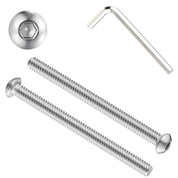 URIJDAS-Metuja 1/4-20x2 Button Head Hex Socket Bolts,304 Stainless Steel Fully Threaded Machine Screws-20PCS Bright Silver,Corrosion-Resistant for Furniture Assembly/DIY/Machinery Repair