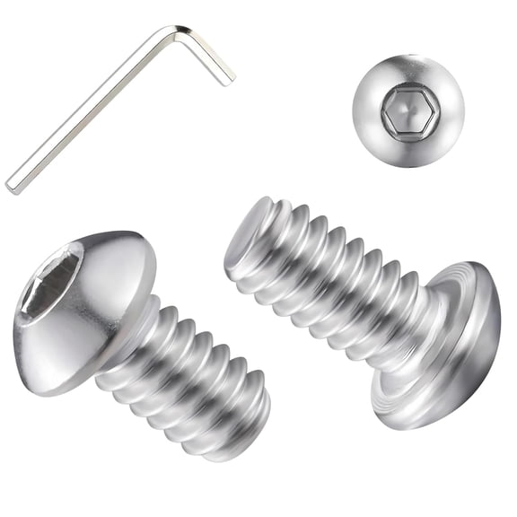 URIJDAS-Metuja 1/4-20x5/8 Button Head Hex Socket Bolts,304 Stainless Steel Fully Threaded Machine Screws-20PCS Bright Silver,Corrosion-Resistant for Furniture Assembly/DIY/Machinery Repair