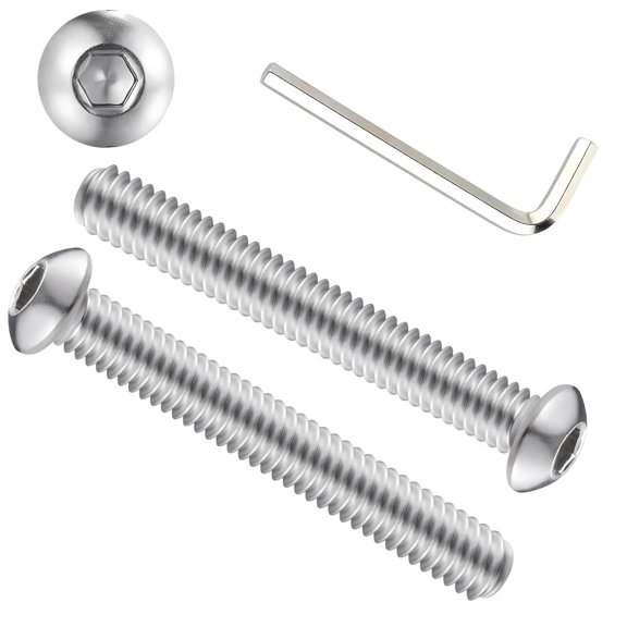 URIJDAS-Metuja 3/8-16x1 Button Head Hex Socket Bolts,304 Stainless Steel Fully Threaded Machine Screws-20PCS Bright Silver,Corrosion-Resistant for Furniture Assembly/DIY/Machinery Repair