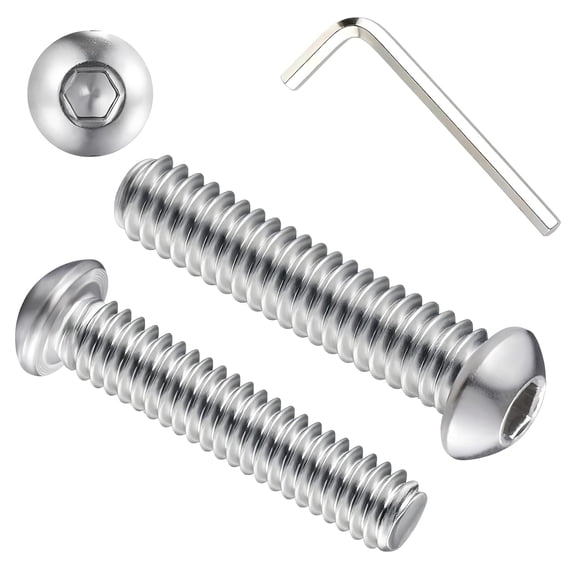 URIJDAS-Metuja 3/8-16x3/4 Button Head Hex Socket Bolts,304 Stainless Steel Fully Threaded Machine Screws-20PCS Bright Silver,Corrosion-Resistant for Furniture Assembly/DIY/Machinery Repair