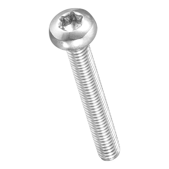 URIJDAS-Pan Head Torx Security Screws Bolts (M4-0.7x30mm) 20Pcs, Button Torx Head Machine Screws 304 Stainless Steel - for Furniture Woodworking Project, Silver Tone