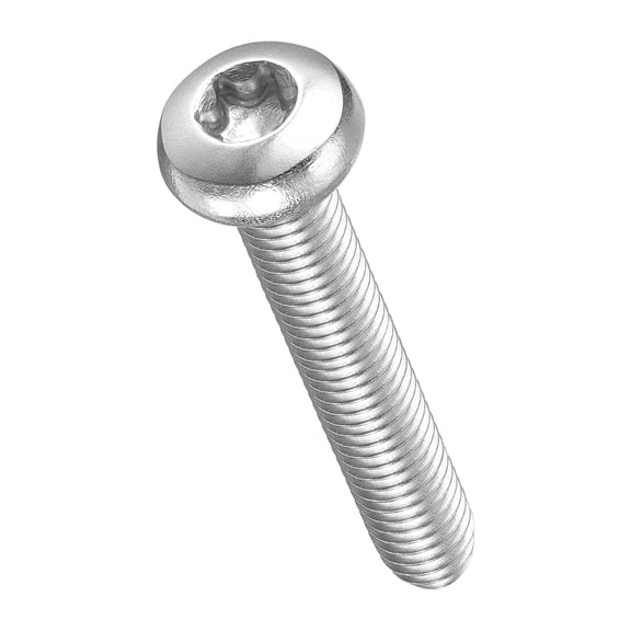 URIJDAS-Pan Head Torx Security Screws Bolts (M5-0.8x30mm) 100Pcs, Button Torx Head Machine Screws 304 Stainless Steel - for Furniture Woodworking Project, Silver Tone