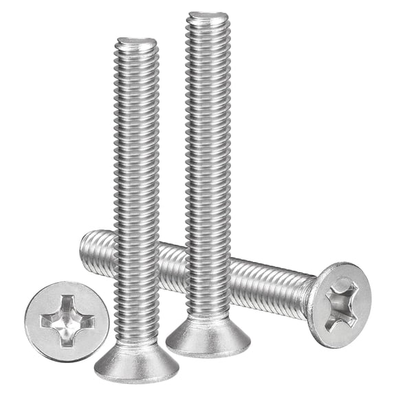 URIJDAS-Phillips Flat Head Machine Screws Bolts (M6-1x45) 20Pcs, Stainless Steel 304 Countersunk Cross Screws - for Household Indoor Maintenance Installment DIY, Silver