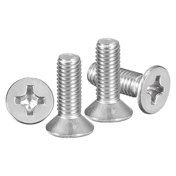 URIJDAS-Phillips Flat Head Machine Screws Bolts (M8-1.25x25) 15Pcs, Stainless Steel 304 Countersunk Cross Screws - for Household Indoor Maintenance Installment DIY, Silver