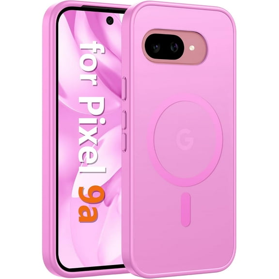 URIJDAS-for Google Pixel 9a Case: [Compatible with Magsafe] Translucent Matte Magnetic Phone Cover - Military Grade Drop Protection - Shockproof Protective Cases for Pixel 9A (Pink)