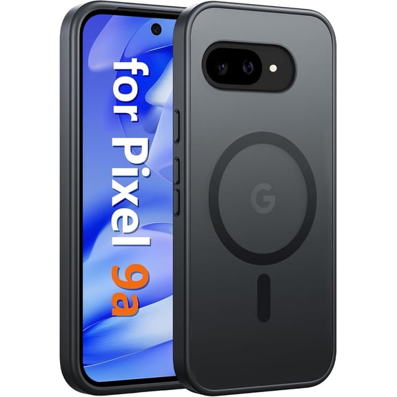 URIJDAS-for Google Pixel 9a Case: [Compatible with Magsafe] Translucent Matte Magnetic Phone Cover - Military Grade Drop Protection - Shockproof Protective Cases for Pixel 9A (Black)