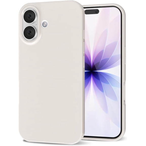 URIJDAS-for iPhone 17 Phone Case Liquid Silicone, Cute Girly Thin Ultra Slim Jelly Soft Rubber Gel Protective Glossy Hard Plastic Case, Plain Solid Color Cover for Women Girl, Beige Cream