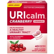 URIcalm Cranberry Urinary Tract Health Supplement, Chewable, Women's Health, Berry Flavor, 40 Count