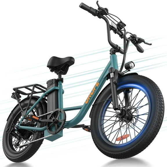 URLIFE 1000W Ebike, 20"3.0Fat Tire Ebike, Electric Bikes for Adult,  48V 13Ah Removable Battery, Shimano 7-Speed Mountain Bike-Black