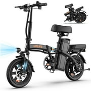 URLIFE 14"Folding Electric Bike for Adults,500W Peak Motor,48V 7.5AH Removable Battery,Mini Ebike for Adults City Commuter,UL2849-Black