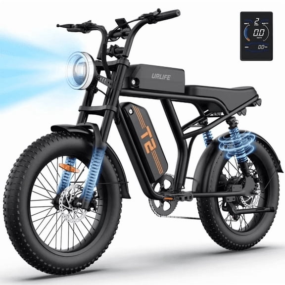 URLIFE 1500W Electric Bike for Adults,20"4.0 Fat Tire Ebike,48V 15.6Ah Removable Battery,7-Speed E-Mountain Bikes,All-Terrain Off-Road Electric Bicycle,UL2849 Certified(Black)