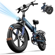 URLIFE 1500W Electric Bikes for Adult, 20" 4.0 Fat Tire Ebike, 48V 13Ah Removable Battery, Shimano 7-Speed Max 28 MPH Mountain Bike-Gray Blue, UL2849