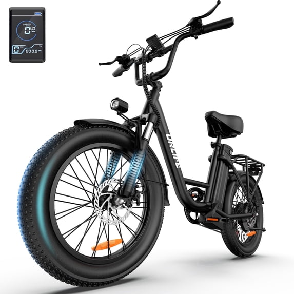 UrLife 20 inch 3.0 Fat Tire Electric Bike for Adult, 750W Peak Motor, 48V 13AH Battery, Black