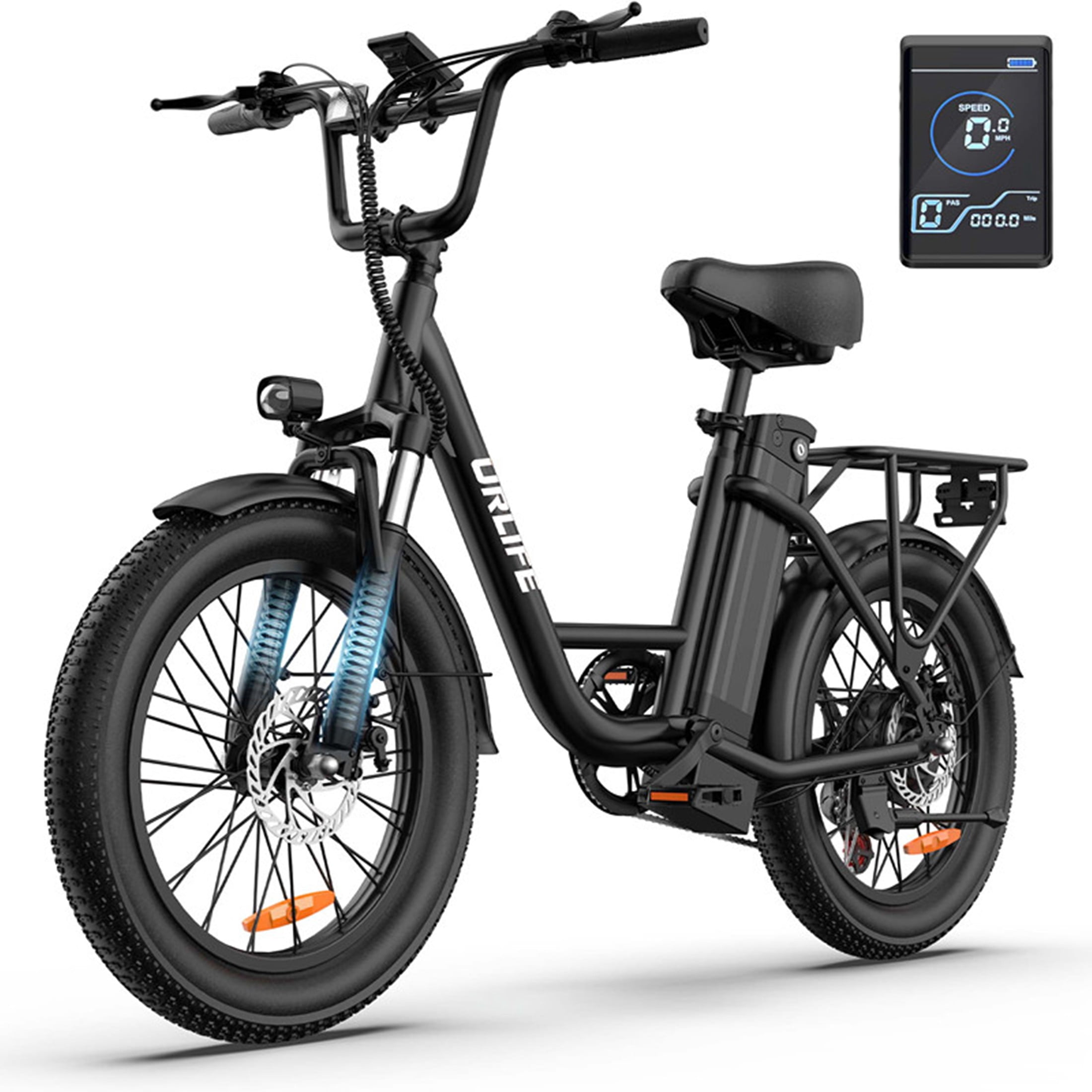 URLIFE  20"3.0 Fat Tire Electric Bike for Adult, 750W Peak Motor, 624Wh Removable Battery, 7-Speed Commuting Ebike, UL2849-Black