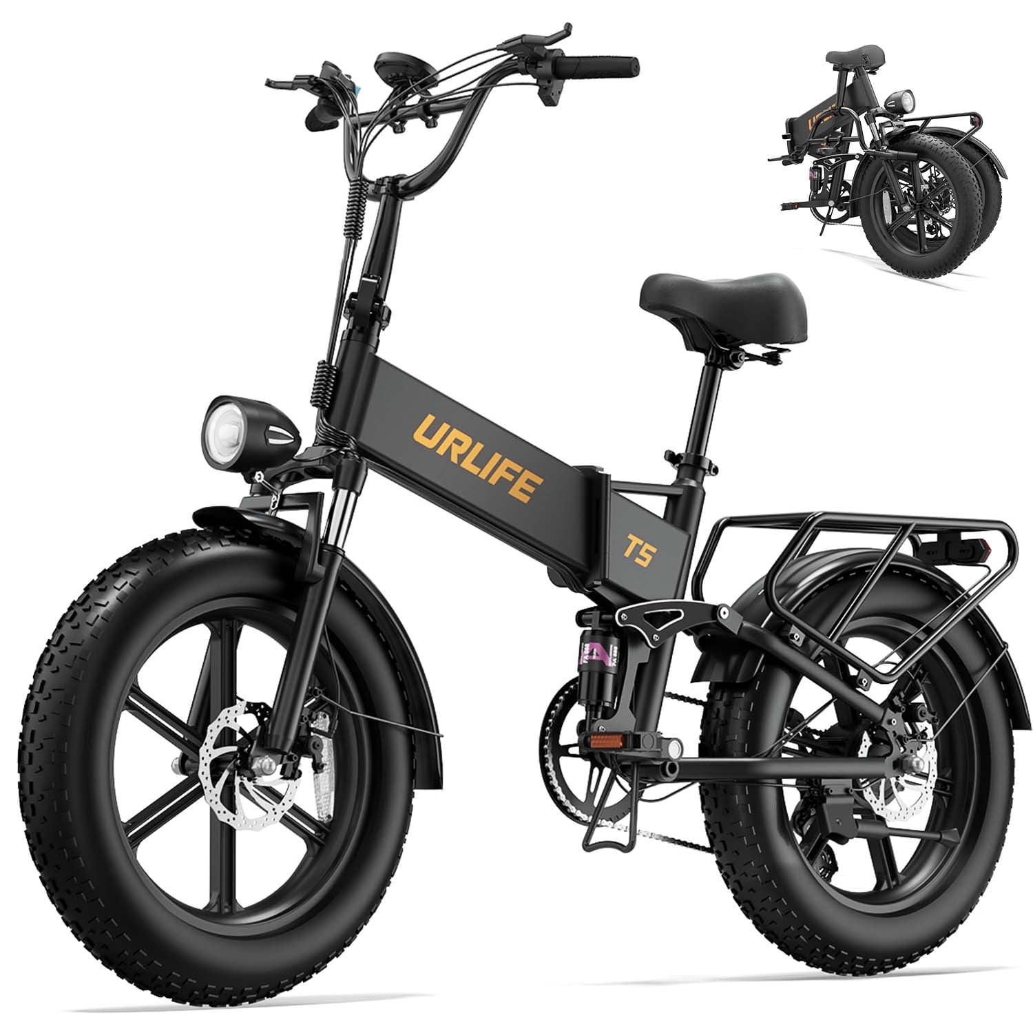 URLIFE 20"*4.0 Fat Tire Electric Bike for Adults,1500W Ebike, 48V Removable Battery, 80-Mile, 7-Speed & Full Suspension Mountain bike,UL2849-Black