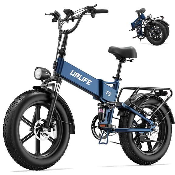 URLIFE 20"*4.0 Fat Tire Electric Bike for Adults,1500W Ebike, 48V Removable Battery, 80-Mile, 7-Speed & Full Suspension Mountain bike,UL2849-Blue