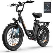URLIFE 20" Electric Bike for Adults, 1000W Peak Motor, 48V 13AH Remobavle Battery, 7-Speed Mountain  Ebike, UL2849-Black