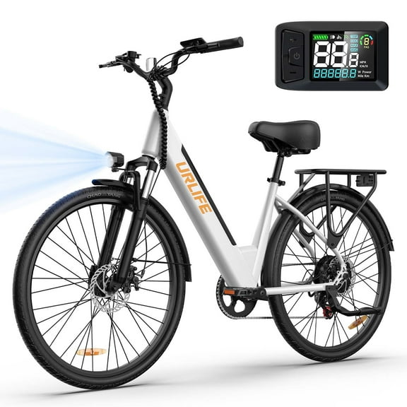 URLIFE 26'' Electric Bike for Adult, 750W Pak Motor, 48V 10.4Ah Removable Battery, Max Range 60Miles & 20Mph Top Speed ,Front Suspension, Shimano 7-Speed City Cmmuting E-Bike