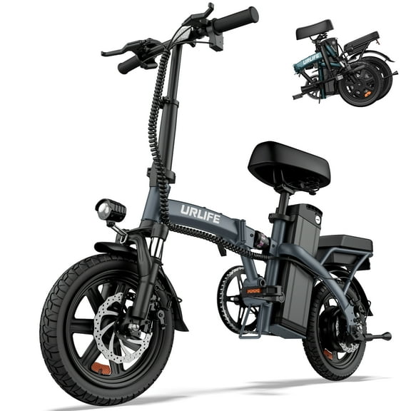 URLIFE Folding Electric Bike for Adults, 14" Portable Commuter Ebikes, 20-40 Mile Long Range, 500W Peak Motor, 20MPH,48V 7.5Ah Removable 48V Battery, UL2849 Mini Bike