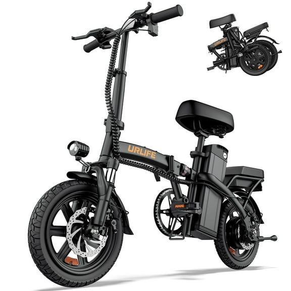URLIFE Folding Electric Bike for Adults, 14" Portable Commuter Ebikes, 20-40 Mile Long Range, 500W Peak Motor, 20MPH,48V 7.5Ah Removable 48V Battery, UL2849 Mini Bike