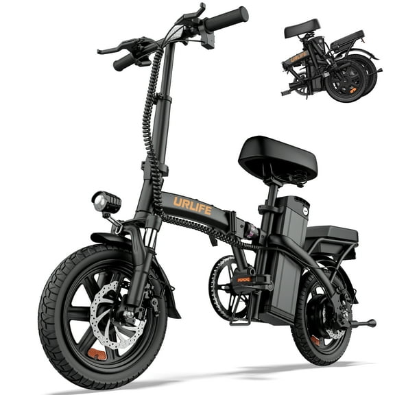 URLIFE Folding Electric Bike for Adults, 14" Portable Commuter Ebikes, 20-40 Mile Long Range, 500W Peak Motor, 20MPH,48V 7.5Ah Removable 48V Battery, UL2849 Mini Bike